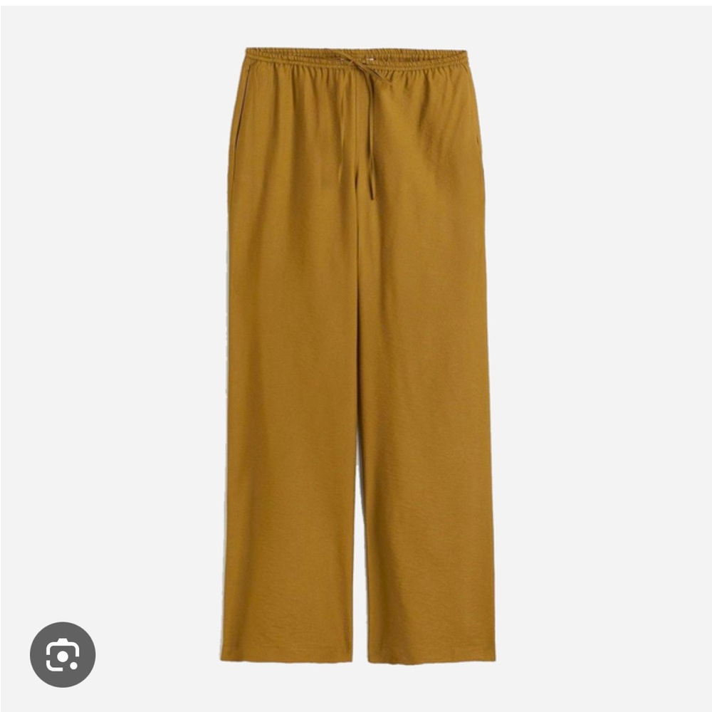 H&M Wide Leg Viscose Flowy Drawstring Pants Tan